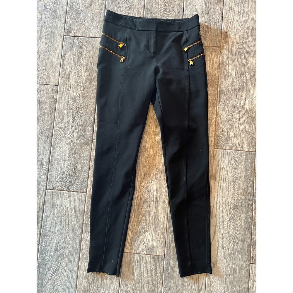 Express Skinny Pants Trousers Black size 2 Mid Rise Zippers Moto Y2K 90s Stretch